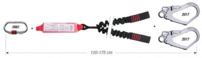 Двойной строп с амортизатором SHOCK ABSORBER REWIND DOUBLE (120-175 см.) (Карабин 2017)